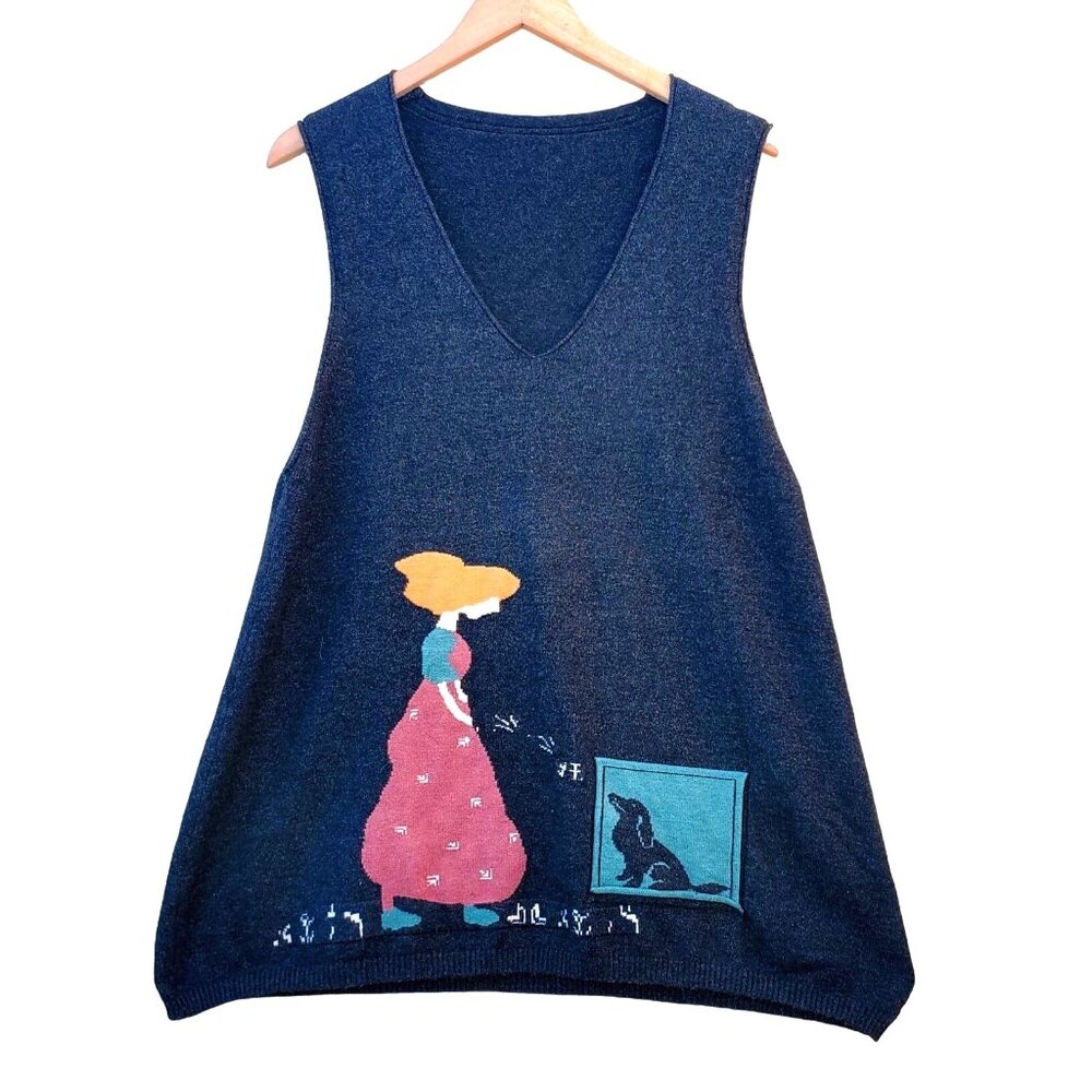 Knit Tunic Sweater Sleeveless Charcoal Gray Soft  Woman Dog Pet Size XL